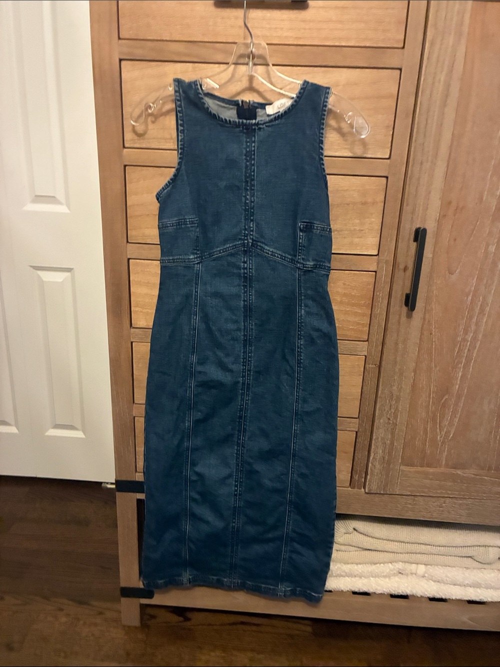 LOFT Petite Dark Indigo Denim Zip Up Dress - Sleeveless